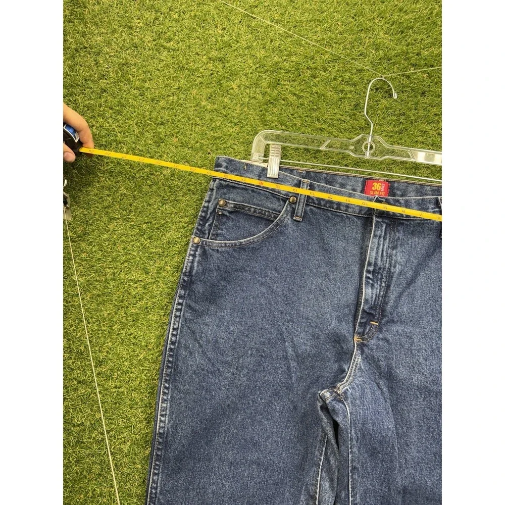 Wrangler Cowboy Cut MWZ Jeans Mens 38x32 Blue Denim Slim Fit Workwear NEW
